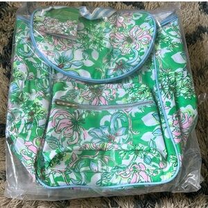 Lilly Pulitzer Green and Pink Floral Backpack